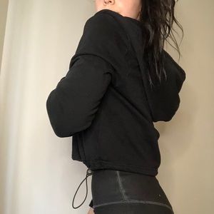 black quarter zip cropped hoodie